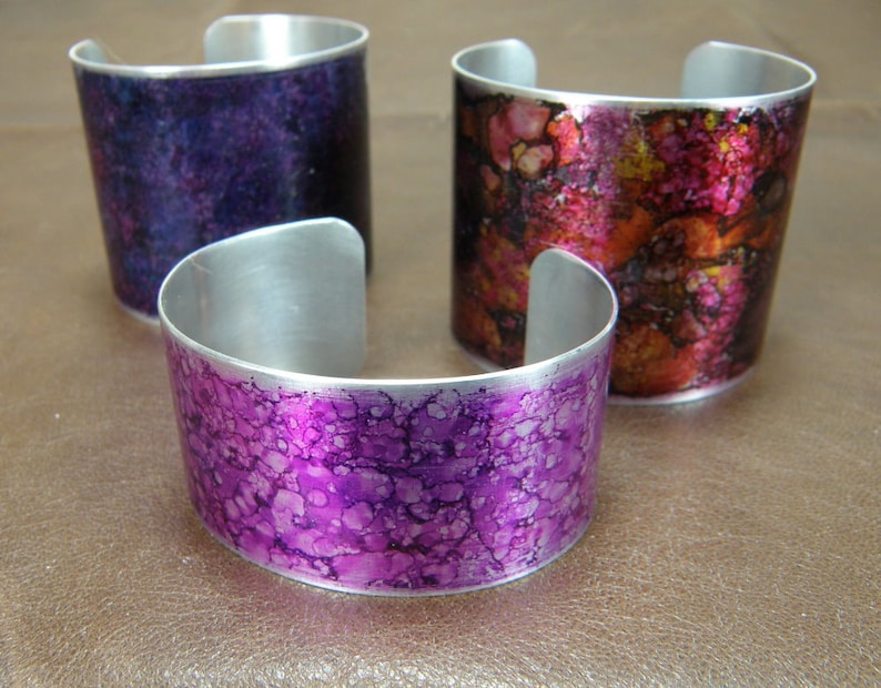 Aluminum Cuff Bracelet Blanks, Mixed Dozen unfinished bracelet blank assortment for decoupage, alcohol inks, bead embroidery, polymer clay image 3