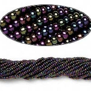 Opaque Iris Rose Czech 11/0 seed beads, full hank