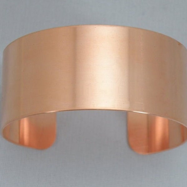 Copper cuff bracelet blank, 1 inch x 6 inch, unfinished bracelet base for etching, enameling, wire wrapping, flame painting, heat patina