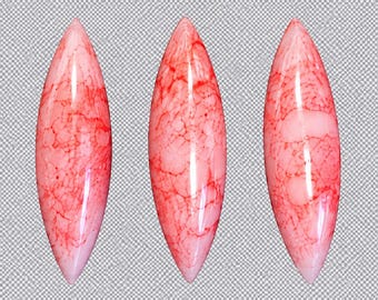 Set of 40 vintage Glossy  Marquise glass  cabochons 1 inch long
