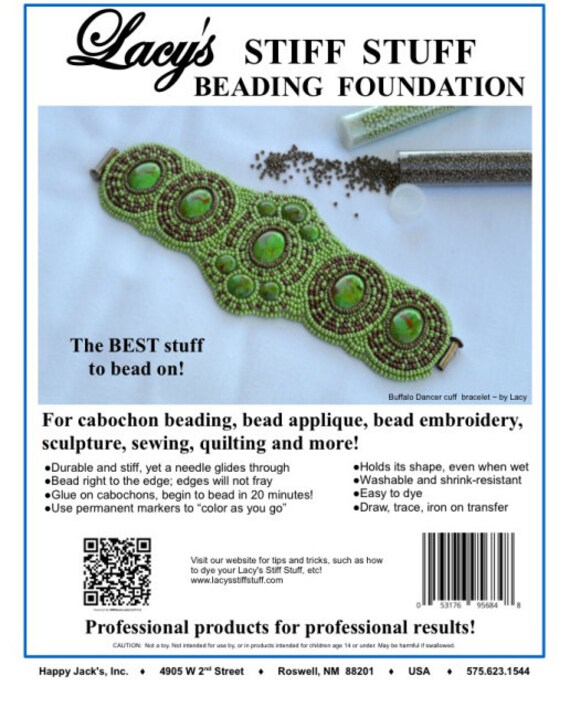 Lacy's Stiff Stuff 8.5" x11", Professional bead embroidery foundation, beading foundation, beadwork backing
