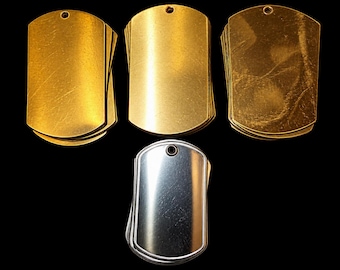 Lot of 92 brass and 6 aluminum dog tags 24 gauge. 45x24 MM.