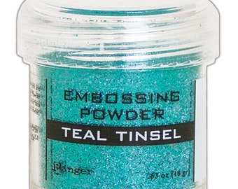 Ranger embossing powder, Teal Tinsel