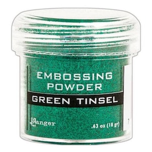 Ranger embossing powder, Green Tinsel