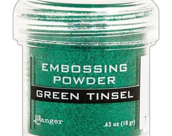 Ranger embossing powder, Green Tinsel