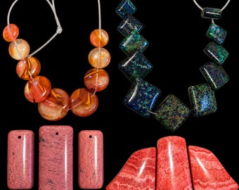 4 sets of stone beads for necklaces.