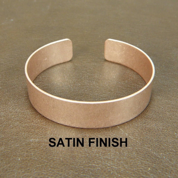 Copper Cuff Bracelet Blank, 1/2" x 6", Satin finish, great for flame painting, wrist corsages, etching and more!