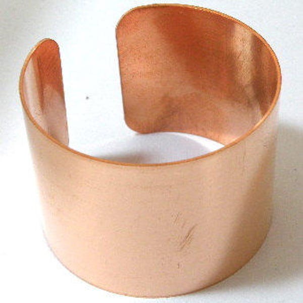 Copper cuff bracelet blank, 1 3/4 inch x 6 inch, unfinished bracelet base for enameling, flame painting, etching, decoupage, wire wrapping