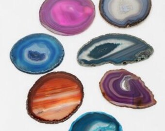 Agate slice, polished agate, natural agate, pink agate, blue agate, wire wrapping agate, large agate slice, dyed agate