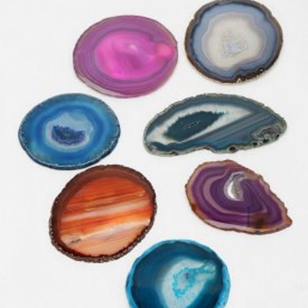 Agate slice, polished agate, natural agate, pink agate, blue agate, wire wrapping agate, large agate slice, dyed agate