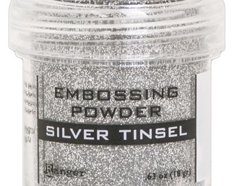 Ranger embossing powder, Silver Tinsel