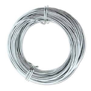 May include: A roll of silver-colored wire. The wire is coiled and ready to be used for crafting or other projects.