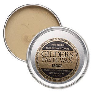 May include: A round tin container of Gilders Paste Wax in Bronze. The label says "New Design, Made in USA, 28 Colors, Covers over 30 sq ft, Net 1 oz - 30 ml by volume".