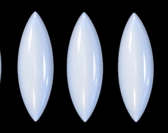 Set of 35 vintage Glossy Opalescent Marquise glass  cabochons 1 inch long