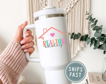 Custom Realtor Tumbler, Personalized Real Estate Agent Tumbler, Realtor Gifts, Realtor 40oz Tumbler With Handle, Realtor Closing Gift