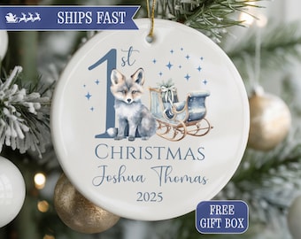 Baby's First Christmas Ornament, Personalized Baby Boy Ornament, Newborn Ornament, Custom Baby Family Keepsake, Xmas Gifts for Baby Boy