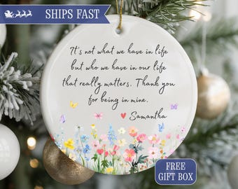 Custom Friend Christmas Ornament, Personalized Best Friend Gift, Wildflower Best Friends Ornament Gift, Bestie Keepsake, BFF Ornament