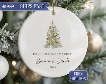 First Christmas Married Ornament, Mr Mrs Ornament, Personalized Wedding Gift, Newlywed Christmas Gift, Our First Christmas Ornament