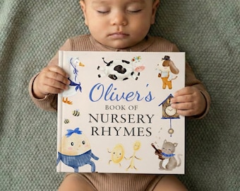 Personalized Nursery Rhymes Book, Custom Baby Name Storybook, Baby Shower Gift for Boy or Girl, Nephew First Birthday Gift, Baby Keepsake