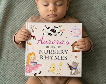 Personalized Nursery Rhymes Book, Custom Baby Name Storybook, Baby Shower Gift for Girl or Boy, First Birthday Gift for Niece, Baby Keepsake