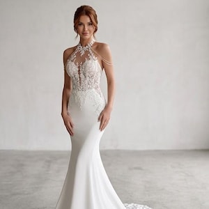 Lace Halter Dress White