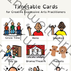Visual Timetable Cards for Expressive Arts Facilitators - arts workshops - PECS Cards - Creative arts - SEND - dyslexie font