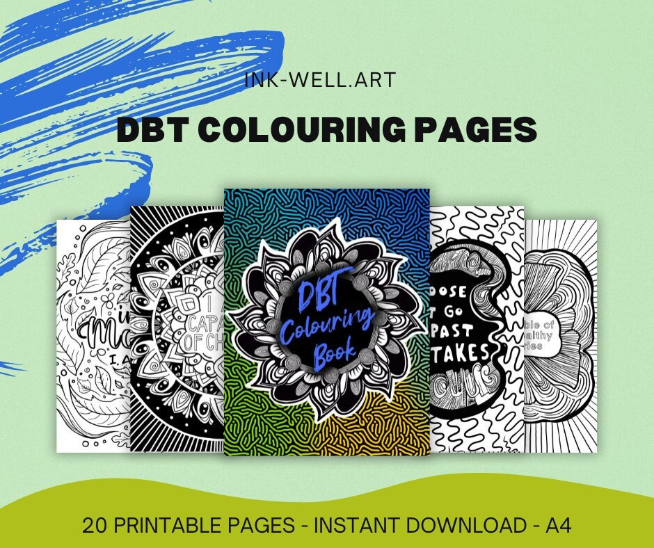 DBT Colouring Book 20 Printable Colouring Pages With Affirmations for