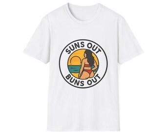 Camiseta "Suns Out Buns Out", camiseta con ambiente veraniego, ropa de playa, camiseta de vacaciones, regalo divertido, camiseta unisex de estilo suave