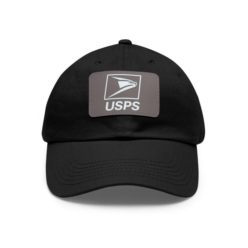 Gorra de papá personalizada con parche de cuero, estilo casual, regalo único para fanáticos de USPS, accesorio moderno para el día a día, accesorios unisex. imagen 1