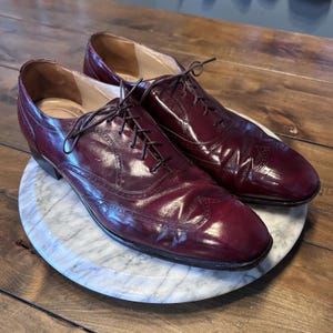 Johnston‎ & Murphy Aristocraft Cordovan Leather Wingtip Oxford Shoe 9.5 USA Johnston Murphy Aristocraft Oxford Wingtip Medallion Men  main image 4