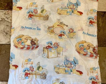 VTG 80s Sears 1986 An American Tail Full Double Flat Sheet Perma Prest Fievel
