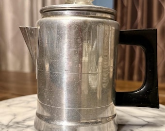VTG 1960s 60s MCM Comet Aluminum Mini Coffee Stovetop Percolator 2 Cups USA