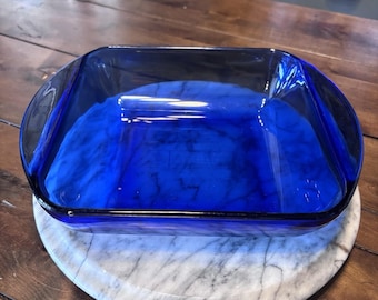 Teglia da forno quadrata Anchor Hocking 8x8 da 2 quarti, blu cobalto, vintage anni '80 e '90.