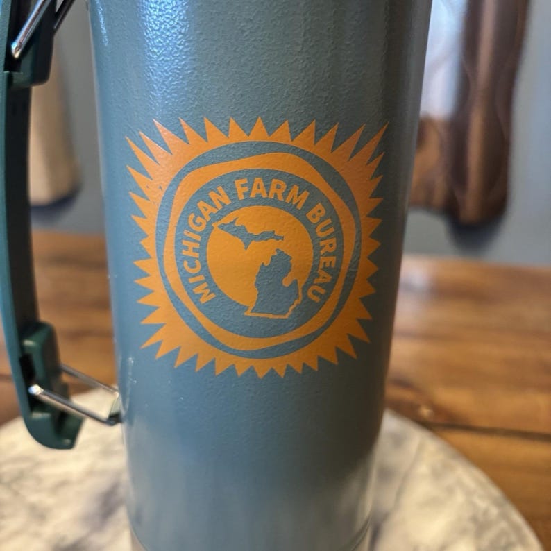 VTG Stanley 1.1 Qt Thermos Vacuum Bottle Screw On Cap/Cup Michigan Farm Bureau image 5