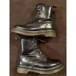 Vtg Dr Martens Mens 10 Goth Grunge Distressed Leather Chunky Moto Boots Black Dr martens dr. martens y2k black leather boots - Gem main image 3