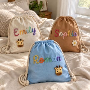 Mochila con cordón personalizada para estudiantes: bolsa de lona con cordón personalizada para niños con nombre.