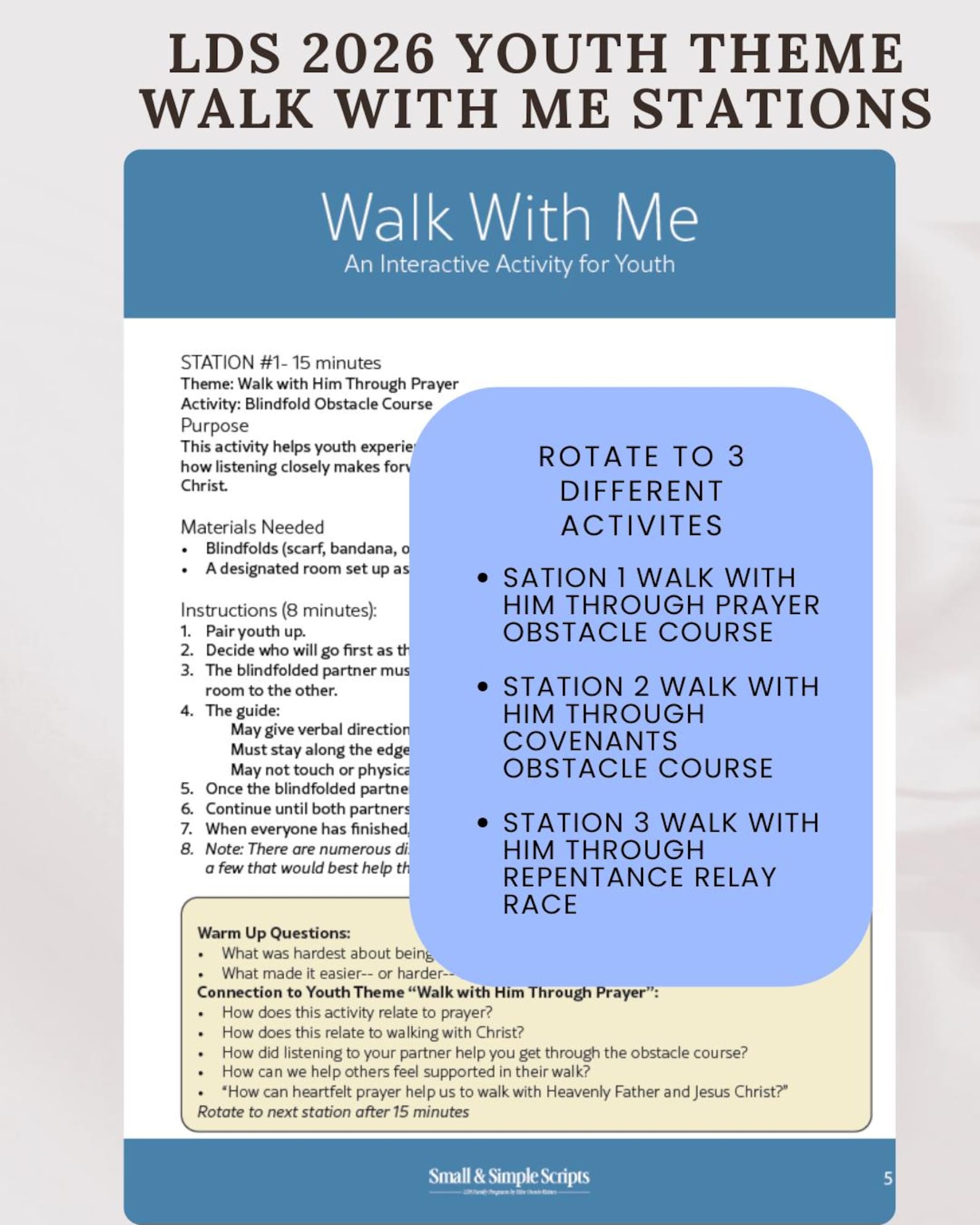 Paper Walk Relay LDS Walk With Me Youth Activity | Interactive Obstacle Course & Relay ...