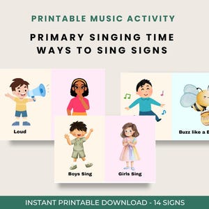 Primary Singing Time Signs Printable | Ways to Sing Review Game | Kids Music Time Printable PDF |LDS Primary Music Leader Activity