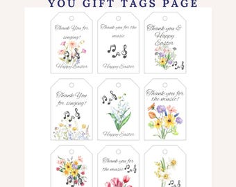 Printable Choir & Music Easter Thank You Gift Tags | Easter Singing and Instrumentalist Appreciation | Church LDS Music Coordinator Gifts