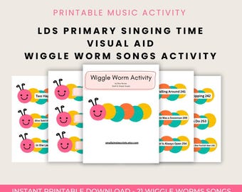 LDS Primary Singing Time Wiggle Worm Printable | Wiggle Worm Jar Activity | LDS Music Time Fun for Primary Kids | Printable FHE Music Game