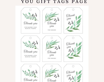 Printable Choir & Music Thank You Gift Tags | Singing Appreciation Thank You Tags for Church Choirs, Musicians and LDS Music Leaders
