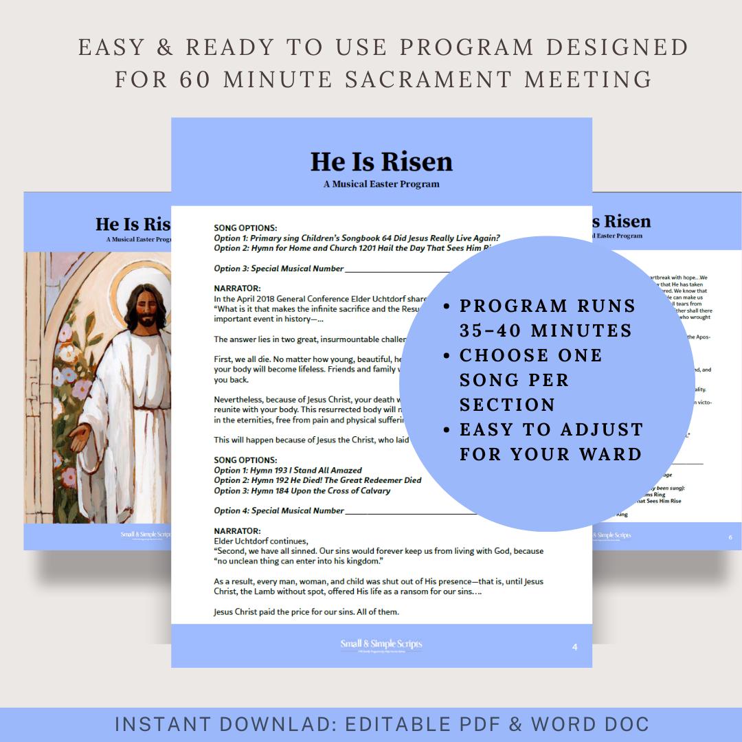He is Risen! Musical Easter Program | LDS Sacrament Meeting Program ...