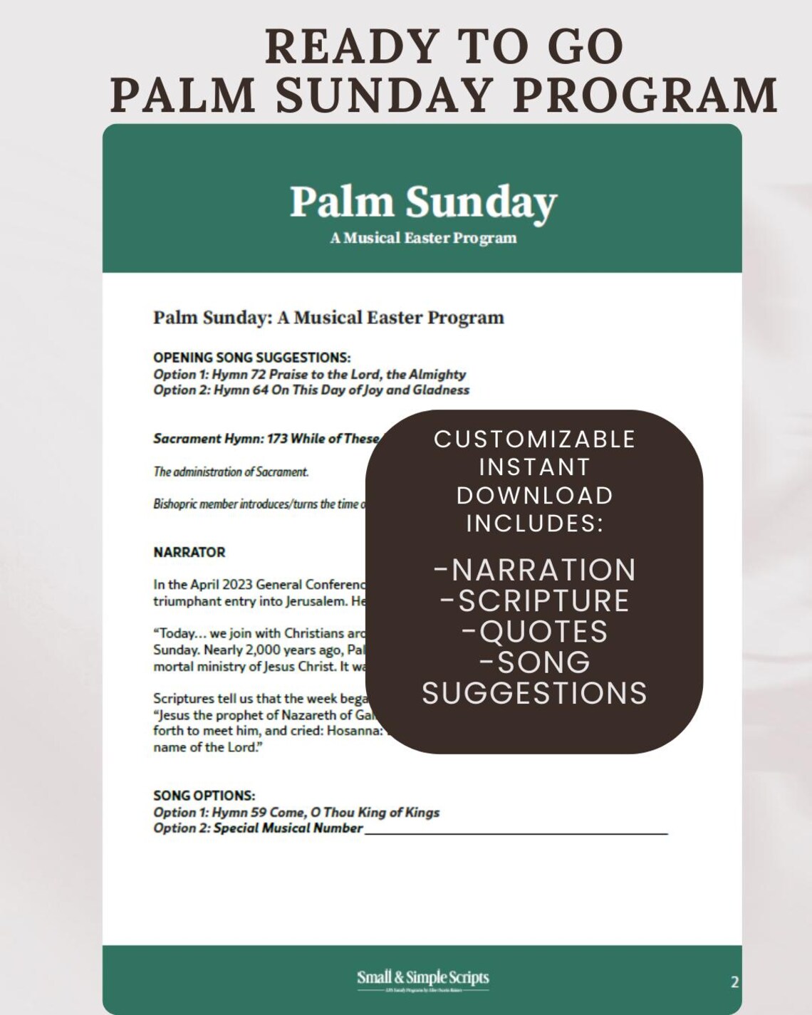 Palm Sunday Easter Musical Program | LDS Sacrament Meeting Program ...