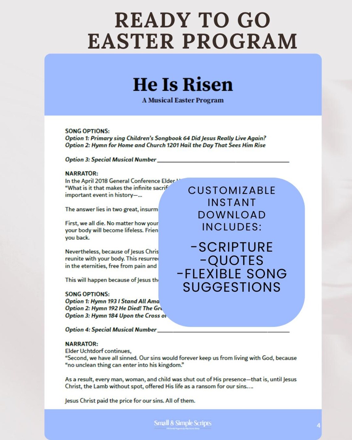 Easter Program Lds He is Risen! Musical Easter Program | LDS Sacrament Meeting Program ...