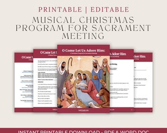LDS Christmas Program: O Come Let Us Adore Him (Printable Template), Musical Program for Sacrament Meeting, Musical Christmas Script