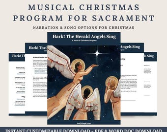 LDS Christmas Program: Hark! The Herald Angels Sing (Printable Template), Musical Program for Sacrament Meeting, Musical Christmas Script