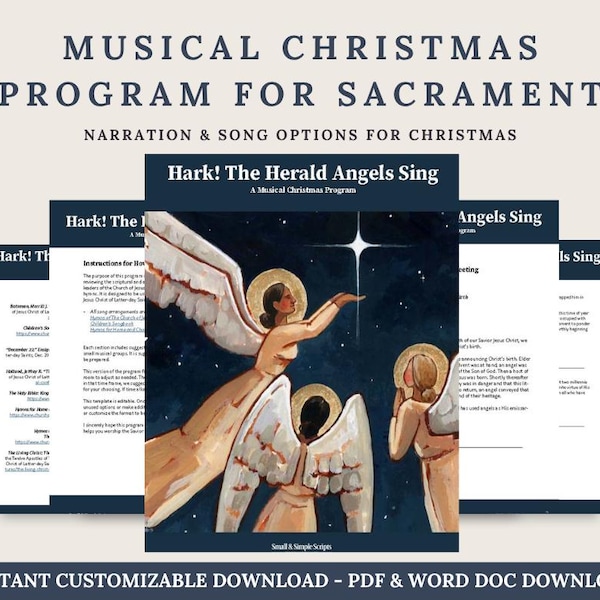 LDS Christmas Program: Hark! The Herald Angels Sing (Printable Template), Musical Program for Sacrament Meeting, Musical Christmas Script