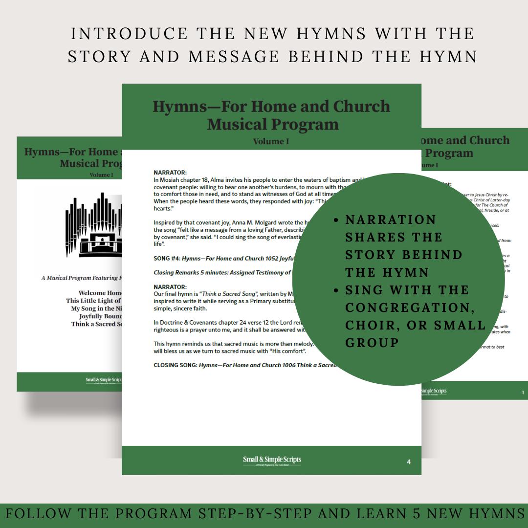 LDS New Hymn Musical Program Vol. I Sacrament Meeting Program Script ...