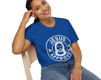 Camiseta gráfica "Aprobado por Jesús", humor cristiano
