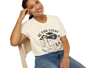 Christelijk T-shirt Be The Light Lighthouse, inspirerend cadeau